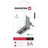 Swissten punjač za AC220, 2xUSB, 3.1A, SMART IC, držač, bijeli | shoptok.hr