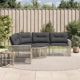 Maison Chic Vrtni kavč - Zunanji kavč z blazinami in stolčkom za noge siv poli ratan, (22044041) | Shoptok.si