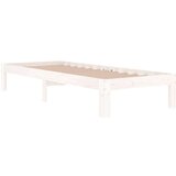  Posteljni okvir bel iz trdnega lesa 75x190 cm 2FT6, (20906108) | Shoptok.si