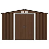 vidaXL Vrtna skladiščna lopa rjava 257x205x178 cm jeklena | Shoptok.si