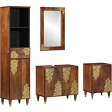 vidaXL set namještaja za kupaonicu od 4 komada od čvrstog drveta manga, ormarić za sudoper 62x33x58 cm od čvrstog drveta manga, ogledalo 50x70x3 cm od čvrstog drveta manga, komoda 38x33x160 cm od čvrstog drveta manga, ormarić za kupaonicu 38x33x58 cm od čvrstog drveta manga | shoptok.hr