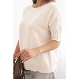 Kesi Włoski Women's short-sleeve viscose sweater beige | shoptok.hr
