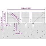 vidaXL varjena žična ograja s 7 zabijanimi stebri, siva 0,8x10 m, jeklo | Shoptok.si