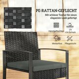 Bistro set od ratana vrtni namještaj od 3 dijela s 2 vrtne stolice stolić za kavu jastuci koji se mogu ukloniti tamno siva | shoptok.hr