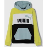 Puma Otroški pulover ESS BLOCK TR B rumena barva, s kapuco