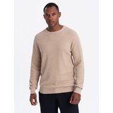 Ombre Men's mélange structured knit sweater - sand Cene