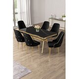 Hanah home trpezarijski set Vae, sto i 6 stolica, ploča u dekoru Sonata, zlatne noge, crna tkanina Babyface | Eponuda.com