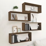 vidaXL Stenske police kockaste 4 kosi rjavi hrast 60x15x23 cm Cene