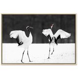  Slika - Dancing Cranes (1 Part) Wide 90x60 U prirodnom drvenom okviru | shoptok.hr
