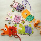 Woopie Green drvene životinje za provlačenje 5 u 1, Montessori igračka, 20 dijelova | shoptok.hr