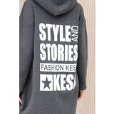 Kesi Padded sweatshirt with a long back and a graphite hood | shoptok.hr