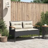 Vrtna klupa s jastucima 116 x 62,5 x 74 cm crna od poliratana | shoptok.hr