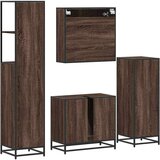  4-dijelni set kupaonskog namještaja boja smeđeg hrasta drveni | shoptok.hr