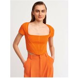 Dilvin 10188 Square Collar Short Sleeve Pullover-orange Cene