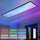 Nettlife 100x25 LED stropna svetilka - zatemnljiva RGB barvno spreminjajoča se dolga ravna stropna svetilka z daljinskim upravljalnikom, črna, 24 W, (5000491280) Cene