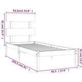  Okvir za krevet od masivne borovine bijeli 90 x 200 cm | shoptok.hr