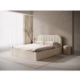 Micadoni Svetlo rjava oblazinjena zakonska postelja s prostorom za shranjevanje/brez vzglavja z letvenim dnom 200x200 cm Susan – | Shoptok.si