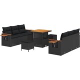 vidaXL 9 delni vrtna sofa set z blazinami Črna poli ratan akacija | Shoptok.si