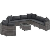  10-dijelni set vrtnih sofa od poliratana s jastucima sivi | shoptok.hr