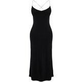 Trendyol Black Stone Accessory Detail Elegant Evening Dress Cene