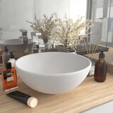 vidaXL Razkošen umivalnik okrogel mat bel 32,5x14 cm keramičen Cene