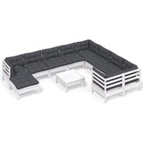 Maison Chic Seti vrtnega pohištva - Vrtna garnitura - Vrtni pohištvo set 11-delna z blazinami bela borovina, (21816541) | Shoptok.si
