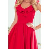 Numoco 307-1 POLA dress with frills on the neckline - red | shoptok.hr