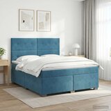  Boxspring krevet s madracem Plava 140 x 190 cm Baršun | shoptok.hr