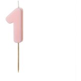 PARTY DECO svečka za rojstni dan številka 1, svetlo roza, 5,5 cm | Shoptok.si