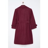 Trendyol Curve Claret Red Regular Fit Wide Collar Detailed Long Wool Blend Cashmere Coat | ePonuda.com