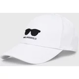 Karl Lagerfeld Bombažna bejzbolska kapa bela barva, 245W3418
