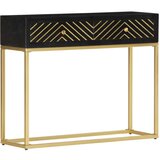  Konzolna mizica črna in zlata 90x30x75 cm trden mangov les, (20621219) | Shoptok.si