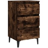 Maison Chic Nočna omarica - Nočna miza s kovinskimi nogami dimljeni hrast 40x35x69 cm, (21689220) Cene