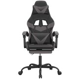  Igraća stolica od umjetne kože s osloncem za noge Crna i siva | shoptok.hr