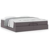 vidaXL Otomanski posteljni okvir z vzmetnicami siv 200x200cm um. usnje, (21607103) | Shoptok.si
