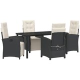 vidaXL 5 dijelni set vrtne trgovine s jastučićima crni poli ratan, vrtni stol crn 160x80x73 cm staklo otporno na udar Cijene