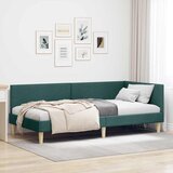  Kutni okvir kreveta Tamnozelena 90 x 190 cm tkanina | shoptok.hr