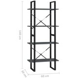 Ormarić Knjižna omara - Knjižni regal 4-nadstropna siva 60x30x140 cm trdna borovina, (21726074) | Shoptok.si