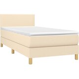 Krevet s oprugama i madracem krem 100 x 200 cm od tkanine | shoptok.hr