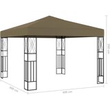  Sjenica s LED svjetlosnim trakama 3 x 3 m smeđe-siva od tkanine | shoptok.hr