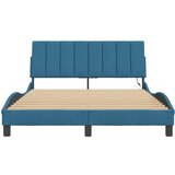  Okvir kreveta s LED svjetlima plavi 140 x 190 cm baršunasti | shoptok.hr