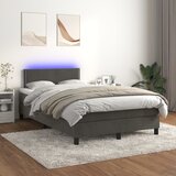 The Living Store Box spring postelja z vzmetnico LED temno siva 120x200 cm žamet - Box Spring Postelja, (21488666) Cene