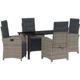 vidaXL set vrtnih stolica s jastučićima, sivi poli ratan, vrtni stol crni 140x80x73 cm, kaljeno staklo Cijene