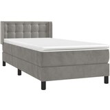 Box spring krevet s madracem svjetlosivi 90x190 cm baršunasti | shoptok.hr