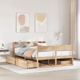 vidaXL Posteljni okvir brez vzmetnice 135x190 cm trdna borovina Cene