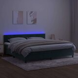  Box spring postelja z vzmetnico LED tem. zelena 200x200cm žamet | Shoptok.si