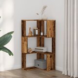  Kutni regal za knjige s 3 razine staro drvo 50x50x102cm drveni | shoptok.hr