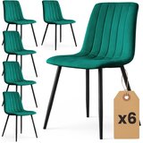 AKORD Livo Prešiti Jedilni Stoli Iz Žameta, Komplet 6 Stolov, Stekleničasto Zelena, Črne Noge, (5000333515) | Shoptok.si