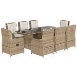 vidaXL Vrtna jedilna garnitura 9-delna z blazinami bež poli ratan, (21268350) | Shoptok.si
