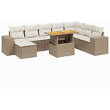  9-dijelni set vrtnih sofa s jastucima bež od poliratana Slike